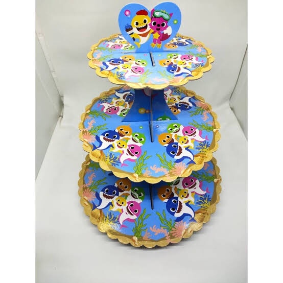 Cake Tier / Standing Cake / Tempat Kue Cup Cake Stand Karakter Frozen Baby Shark Hello Kitty