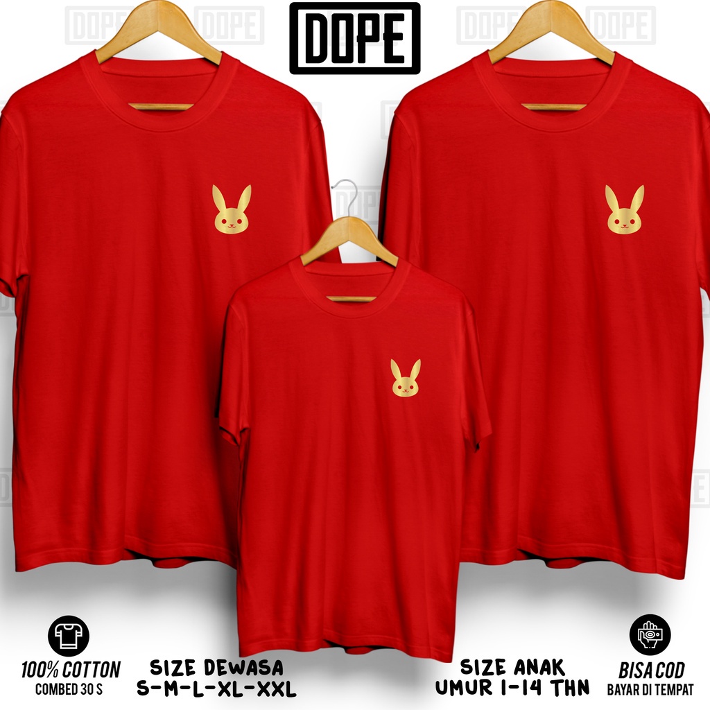 -kaossablonsaya- Kaos Baju Imlek 2023 Kelinci IMLEK Kelinci 2023 Rabbit Keluarga Anak Pria Wanita SR