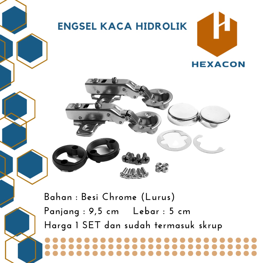 Engsel sendok kaca/ Engsel lemari kaca SLOW MOTION SOFT CLOSE HIDROLIK