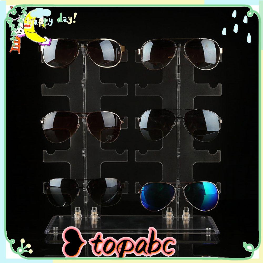 Top Eyeglasses Display Stand Plastik Transparan Organizer Rumah 10pasang Rak Kacamata Dua Baris