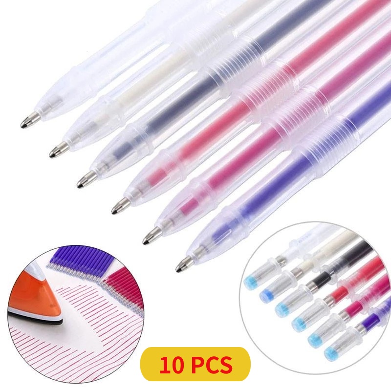 10pcs Refill Jahit Dengan Penghilang Suhu Tinggi/Wash Hot Erase Pen/Mark Marking Pen/Alat Jahit/Cocok Untuk Membuat Sepatu &amp; Pakaian &amp; Kerajinan Kulit &amp; Kreatif