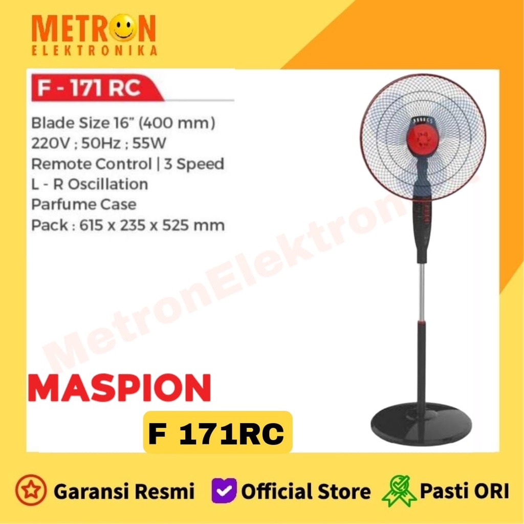 MASPION F 171 RC KIPAS ANGIN BERDIRI / STAND FAN 16 INCH REMOTE / F171RC