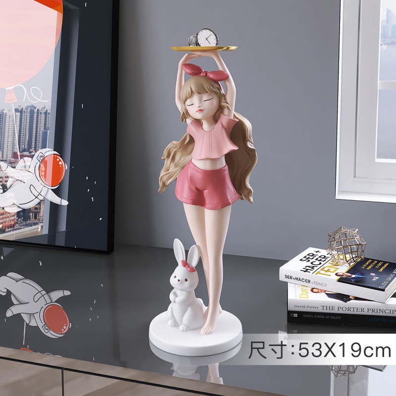 (LH) Lady Bunny Ornament Tray Statue / Dekorasi Pajangan Girl Tray Patung Wanita Home Decor