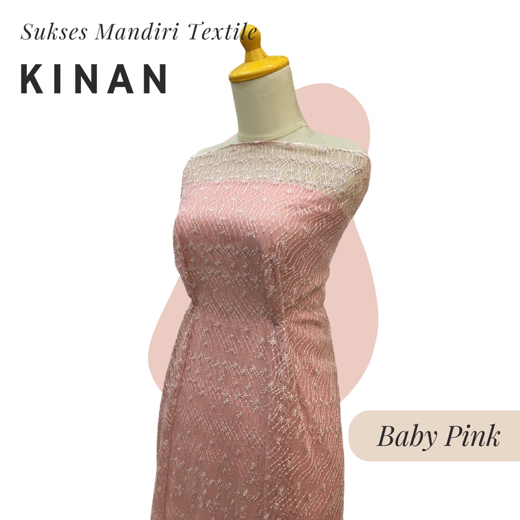[KINAN] Brukat Tile Premium Mewah Tile Star Warna Baby Pink | Harga ½ meter = 50 cm (Bahan Dress Bri