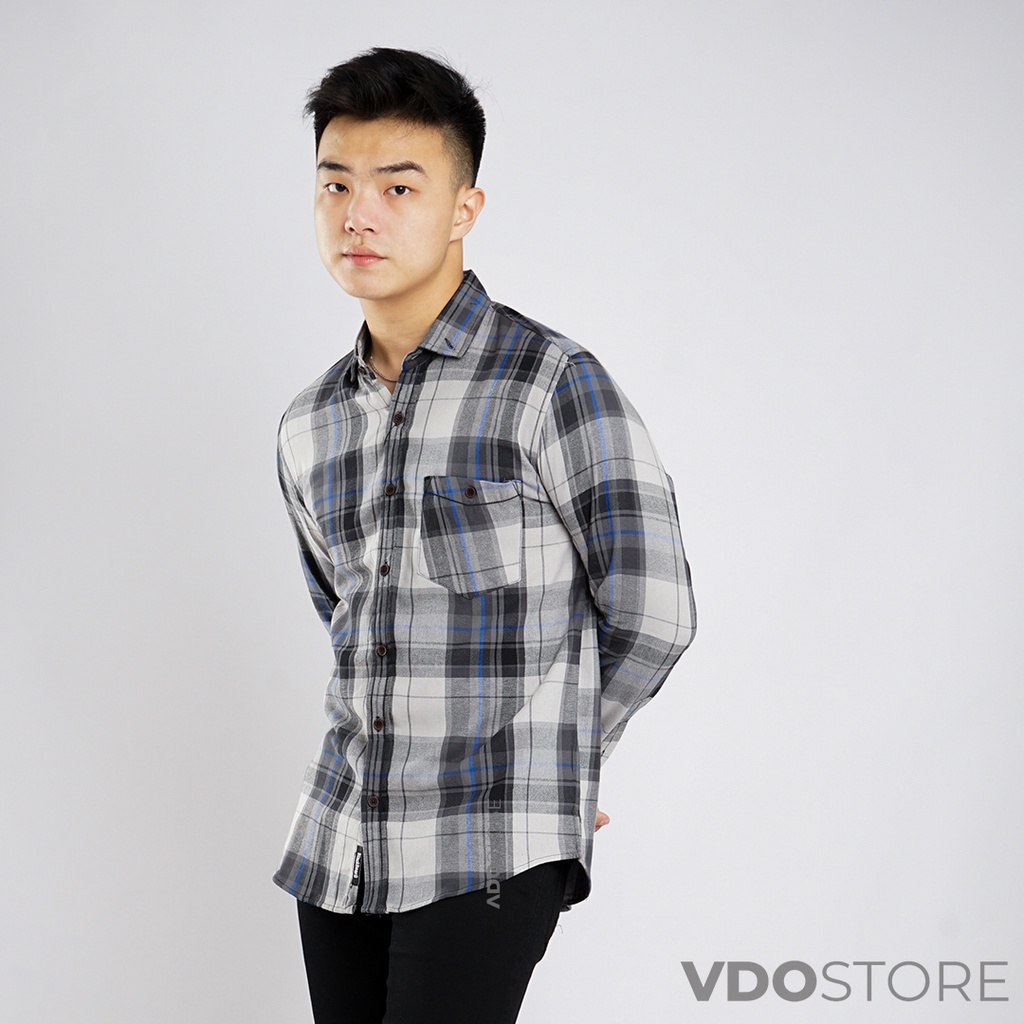 KEMEJA FLANEL PRIA 21B BLUE OFFICE - M L XL - KEMEJA LENGAN PANJANG VDOSTORE DEWASA BAJU FLANNEL TANGAN PANJANG HITAM NAVY ABU MOTIF KEMEJA COWOK MURAH DEWASA SANTAI TEBAL KUALITAS IMPORT BAJU CATUR PANEL FANEL