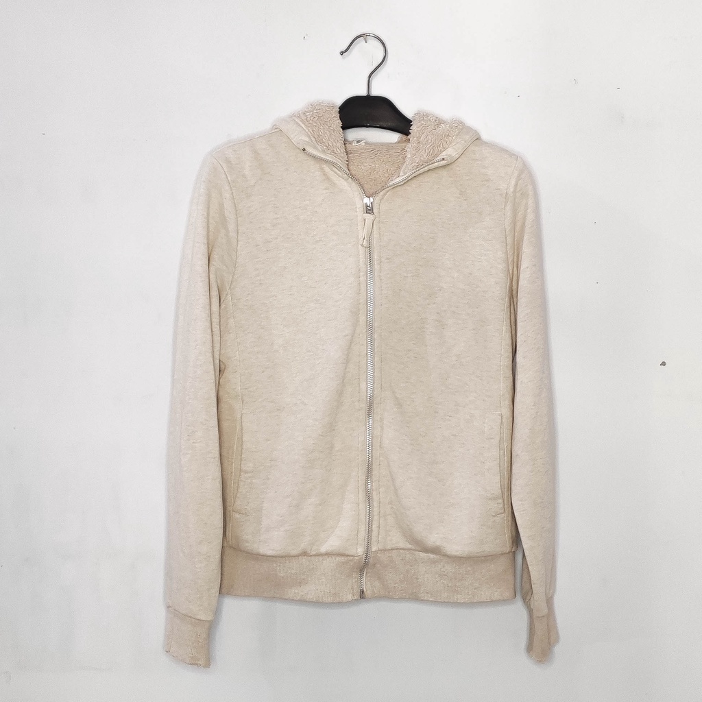 UNIQLO Cream Misty Sherpa Zipper Hoodie Jacket - Jaket Bulu Krem Coklat Cokelat Unisex