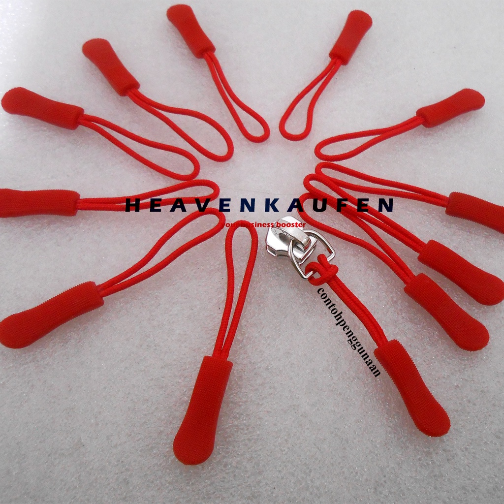 Zipper Puller Tali Variasi Tarikan Kepala Resleting Warna Merah Per Lusin Untuk Pull Zipper Jaket Tas Dll