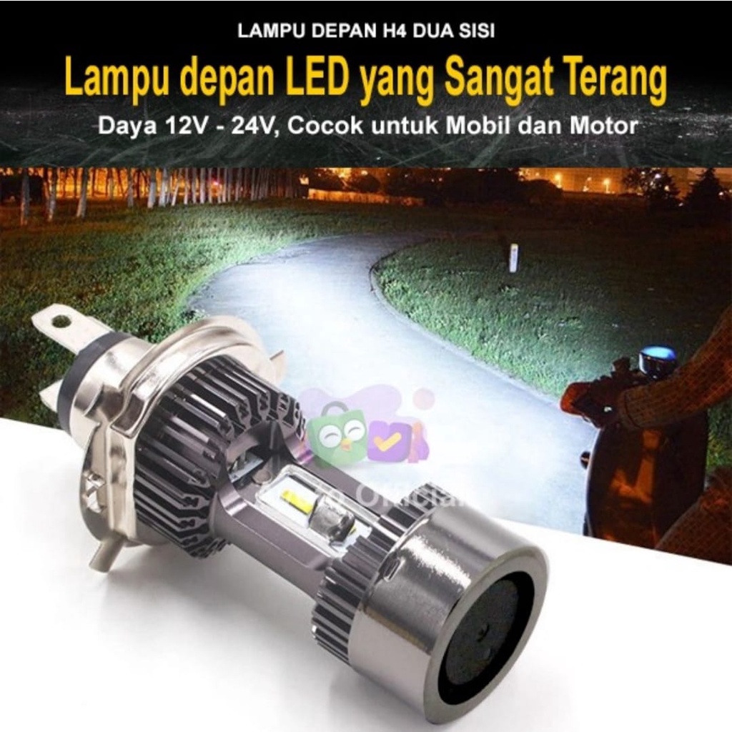 (1 pc) Lampu LED Mobil AYOTO A2-H4 PNP 45 Watt 10000LM - P/P Angel Eyes