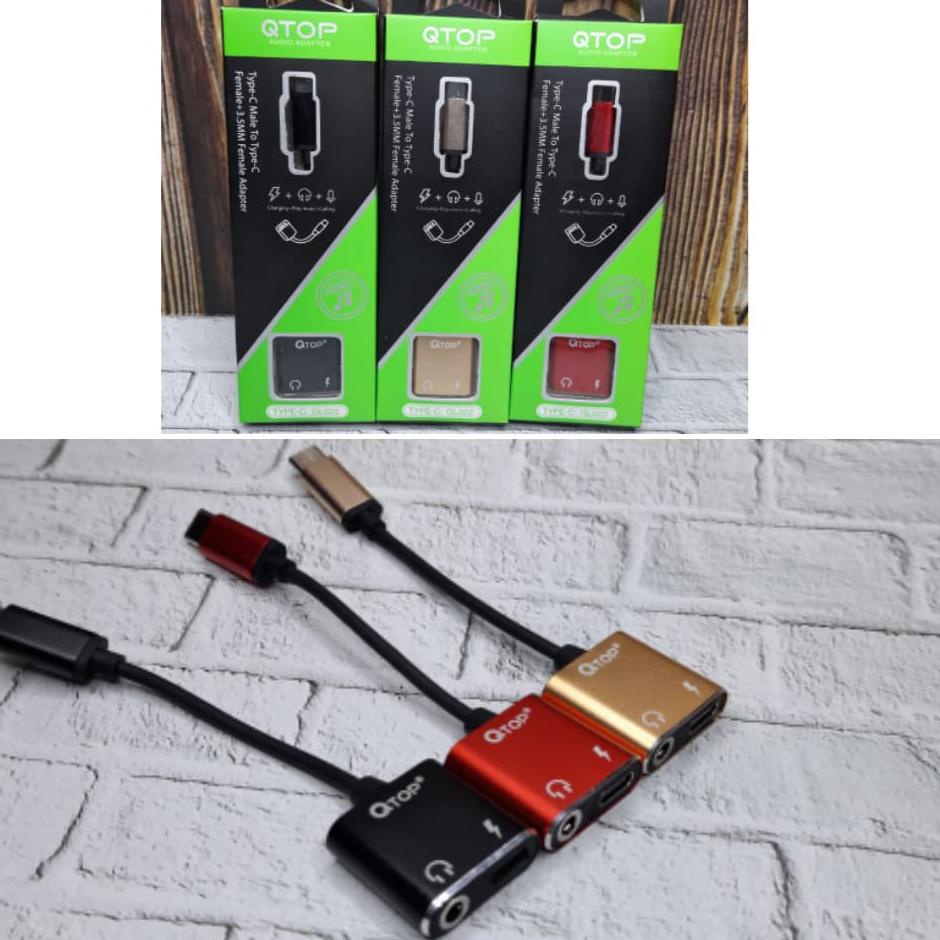 Siap KirimKabel Audio / Splitter Merk Qtop GL022 Type-C Charger + Play Musik