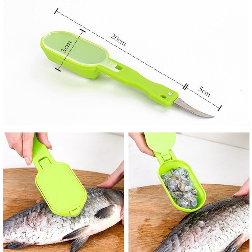 Serbagrosirmurah Stainless Steel Penyisik Ikan Ujung Pisau / 2in1 Alat Pembersih Sisik Ikan + Pisau READY BIRU serbaguna tajam travelling lengkap praktis sisik ikan