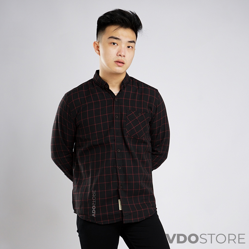 KEMEJA FLANEL PRIA 14 BLACK CHERRY - M L XL - KEMEJA LENGAN PANJANG VDOSTORE DEWASA BAJU FLANNEL TANGAN PANJANG HITAM NAVY ABU MOTIF KEMEJA COWOK MURAH DEWASA SANTAI TEBAL KUALITAS IMPORT BAJU CATUR PANEL FANEL