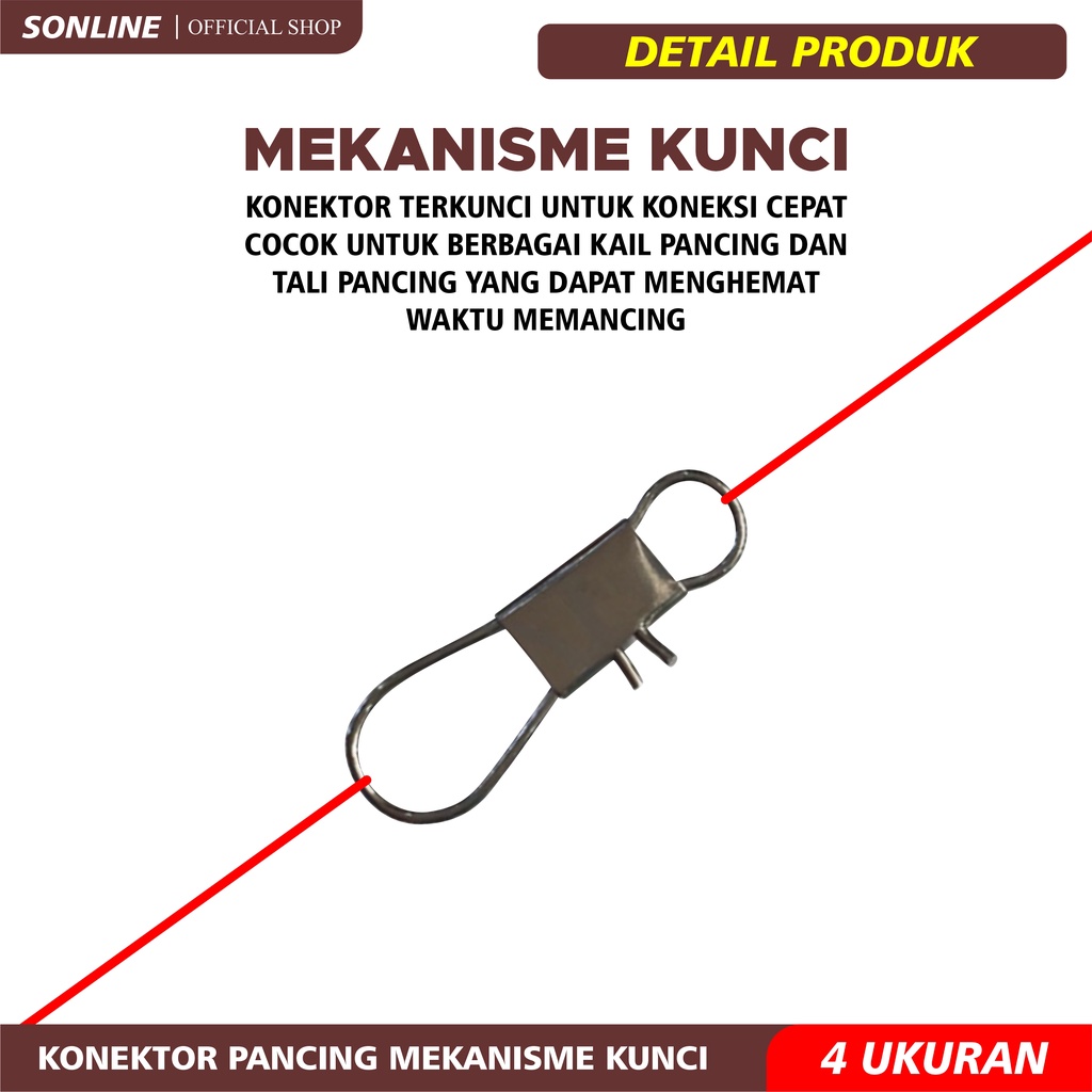 SONLINE konektor Connector Kili-kili Pancing Rolling Swivel Bahan Stainless Steel Fishing Gear BXBZ