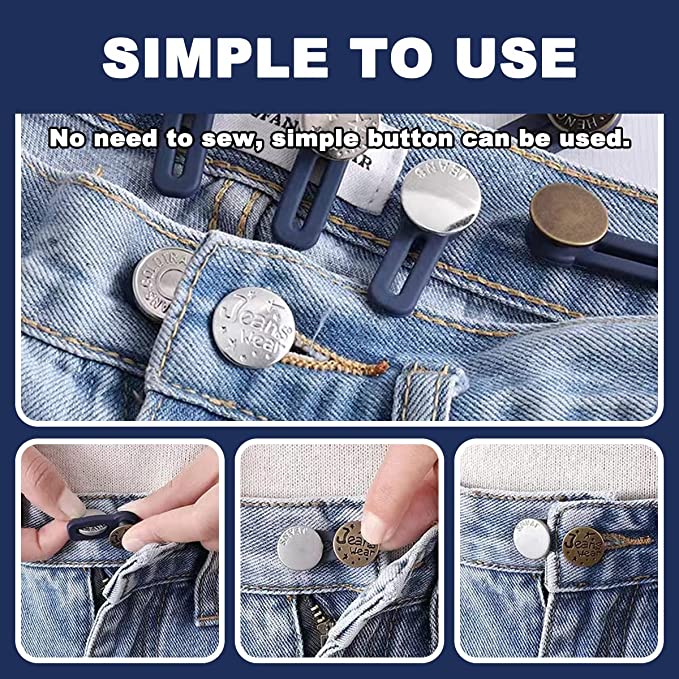 Ukuran Pinggang Tombol Yang Dapat Dilepas Aksesoris Tombol Logam Extender Untuk Celana Jeans Ditarik Pinggang Waistband Expander Retractable Metal Jeans Buttons