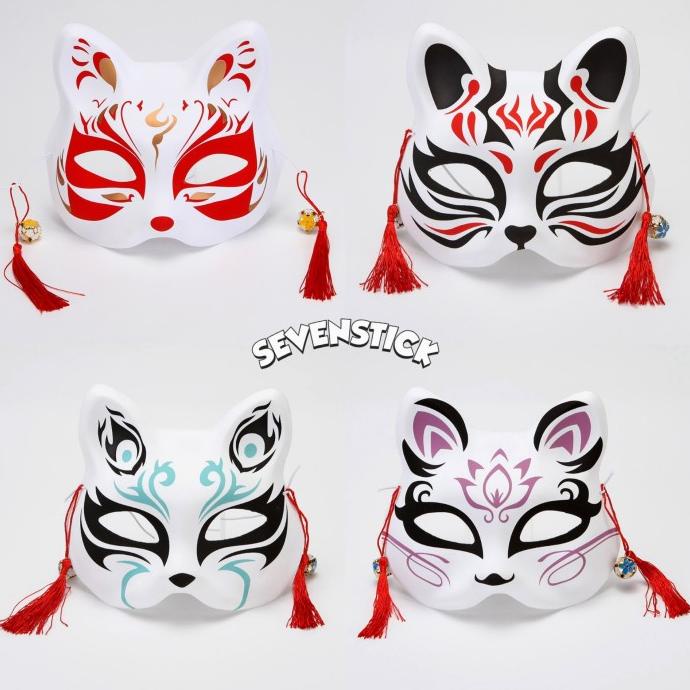 Topeng Rubah Kitsune Anbu Japanese Cosplay Mask Kucing Jepang Live
