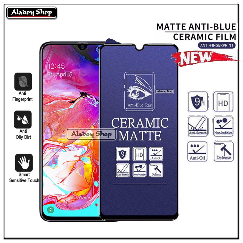 PAKET 3IN1 Anti Gores Blue Matte Anti Glare Samsung A70/A70S + Tempered Glass Camera dan Skin Carbon