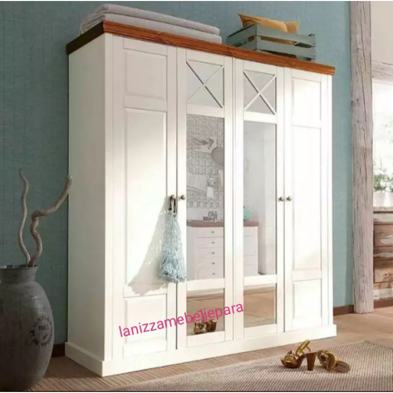 LEMARI PAKAIAN MINIMALIS 4 PINTU MURAH