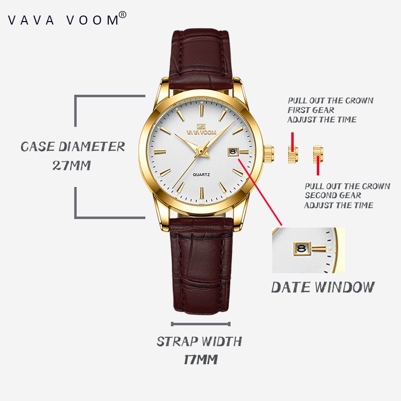 VAVAVOOM Jam Tangan Wanita Original Kecil Anti Tahan Air Kulit Branded Analog Women Watch-8