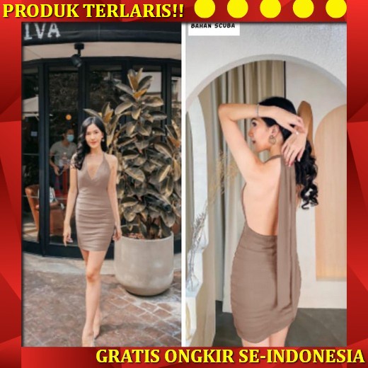 Renata Dress Dres Gaun Korea Wanita Midi Kondangan Baju Lengan Pendek Casual Pesta Katun Wedding Nat