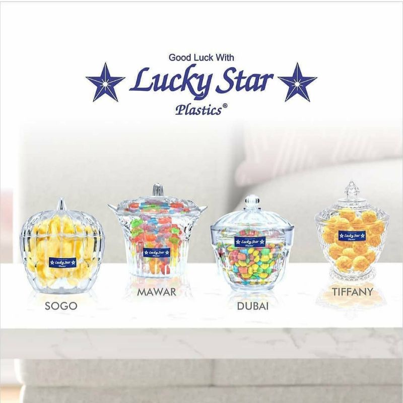 TOPLES TUTUP KRISTAL SNACK KUE PERMEN CRYSTAL JAR LUCKY STAR