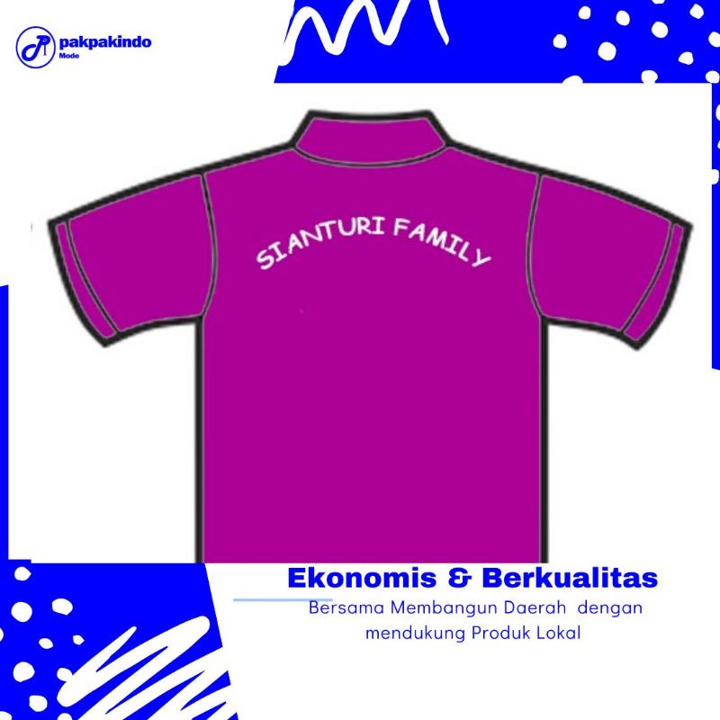 BAJU KAOS POLO KERAH SIANTURI FAMILY BATAK UNGU LENGAN PENDEK PRIA WANITA/MEDAN /PAKPAK/KARO/SIMALUN