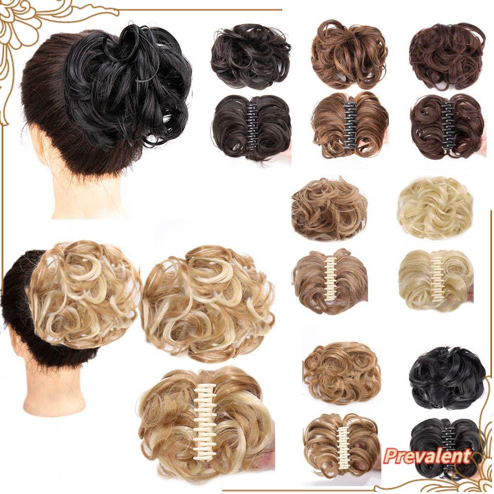 Preva Jepit Rambut Sintetis Elastis Scrunchies Claw Clip Sanggul Rambut Palsu