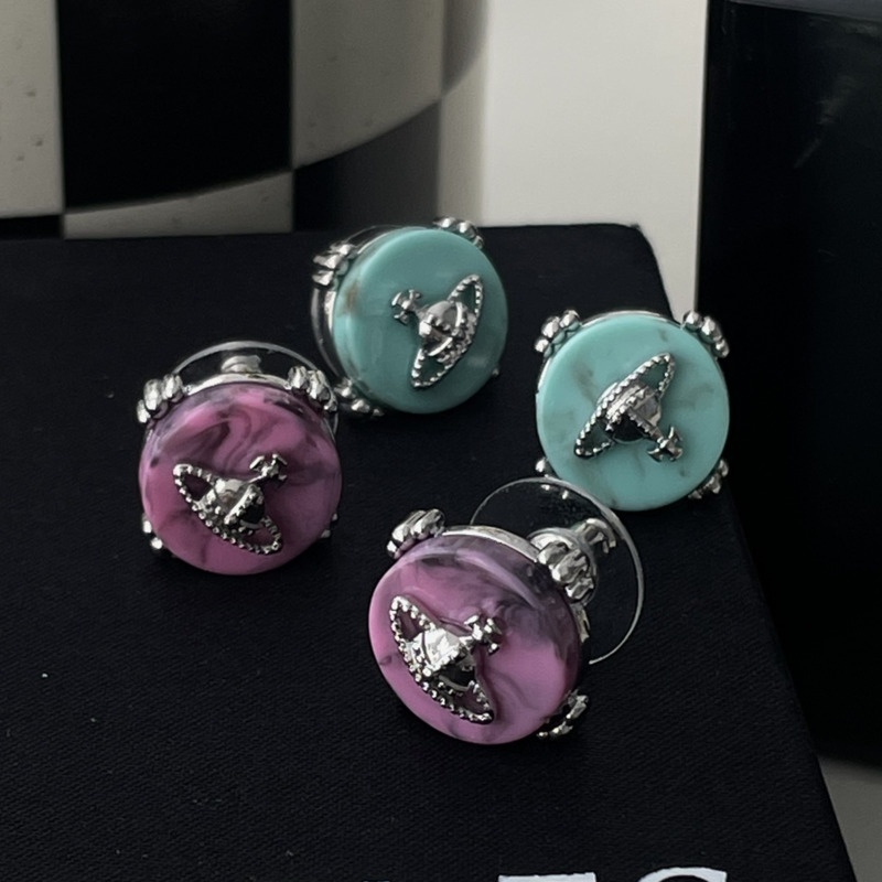 Aksesoris Anting Bulat Tinta Saturnus Trend Retro Harajuku