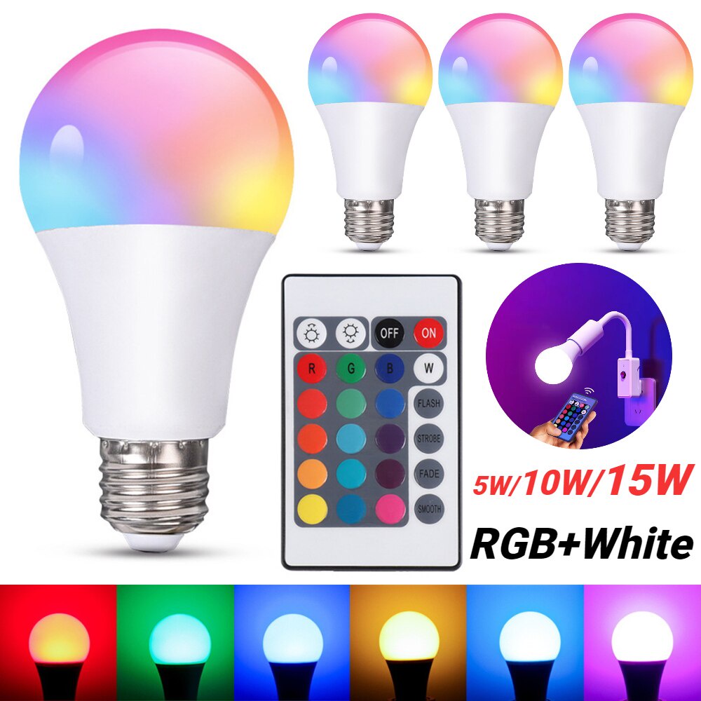 TaffLED LAMPU BOHLAM RGB 10 W BOHLAM LAMPU RGB WARNA WARNI DENGAN REMOTE CONTROL E27 10 W