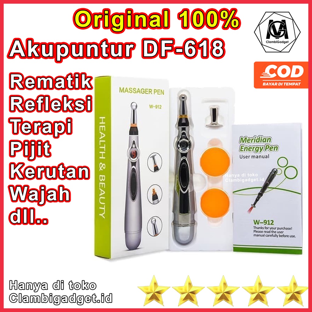 PEN AKUPUNTUR LISTRIK ORIGINAL DF 618 PEN AKUPUNTUR PIJIT TERAPI MASSAGE PEN SET LENGKAP DUS MASSAGE