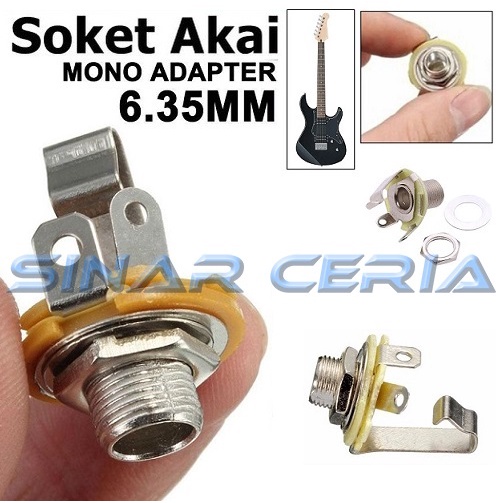 Socket Akai Mono Besi Bulat 6.5mm Female Soket Jack Microphone Mic Gitar Bass Box Chasis