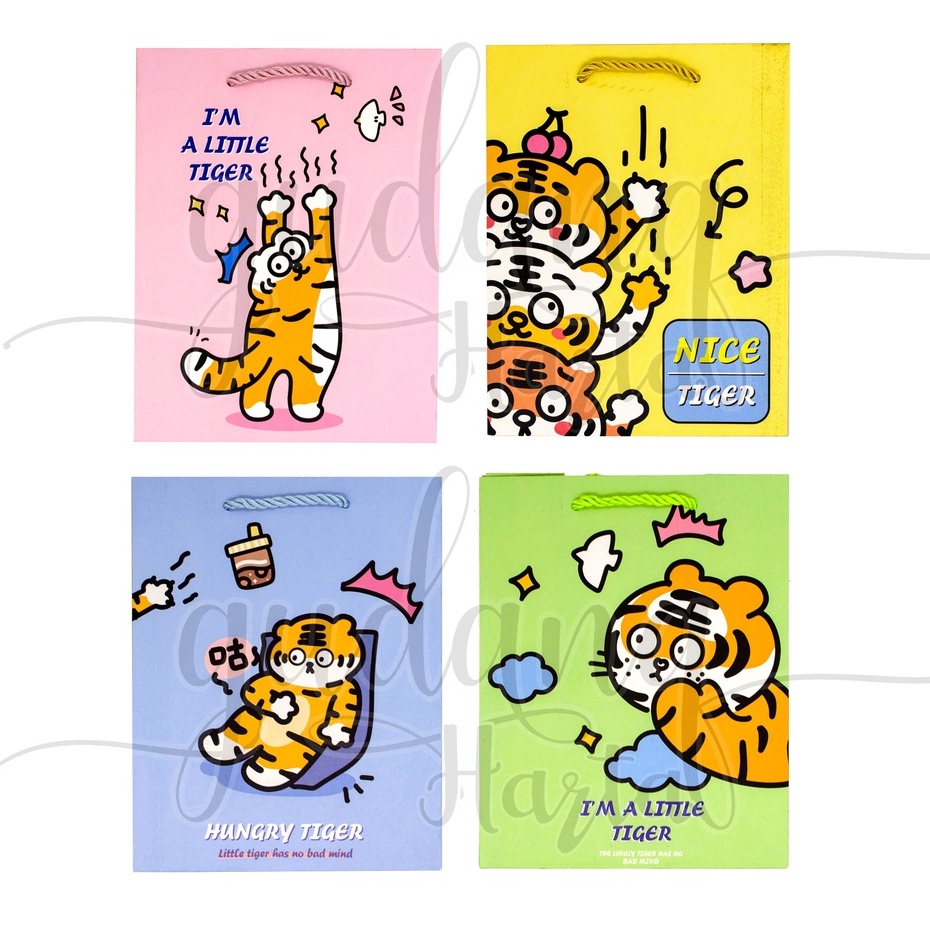 Paper Bag Cute Tiger Tas Kado Motif Hewan Macan Simple Goodie Bag GH 507125