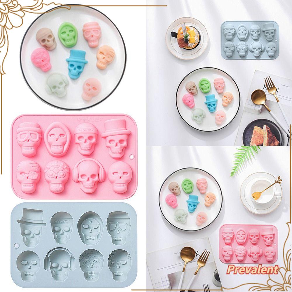 Preva 8kisi Tengkorak Gummies Dekorasi Pesta Rumah CupCake Hantu DIY Craft Cetakan Puding Silikon