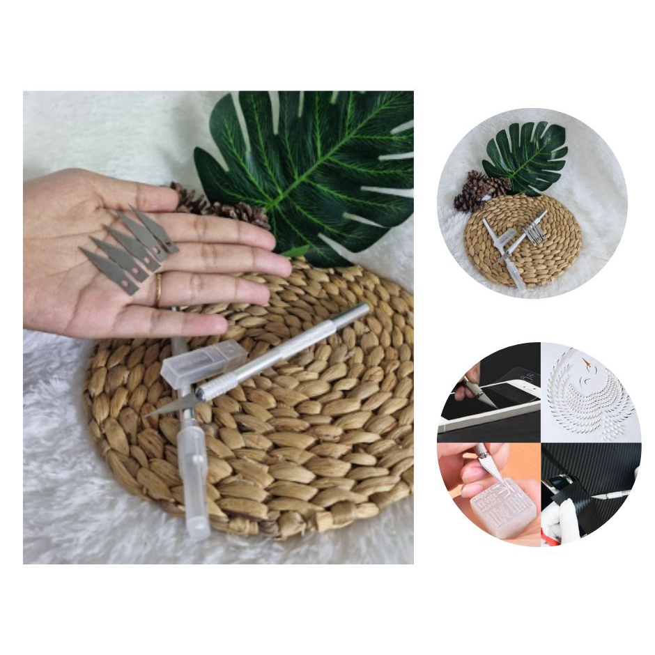 

Special Americanocoffe01 Product | Pen Cutter Set Plus Refill Pisau Presisi Ukir Cutting / Set Pisau Ukir Metal Handle Blade Knife Wood Paper Cutter Craft Pen Refill Spare Cutter / set Hobby knife art pen knife (total 6pcs mata pisau)