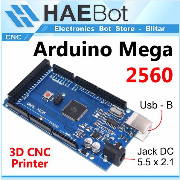 [HAEBOT] Arduinoo Mega Atmega 2560 CH340G Board SMD Mikrokontroler Papan Robot kabel USB A to B AB Pengendali Mikro AVR CNC Ramps 3D Printer
