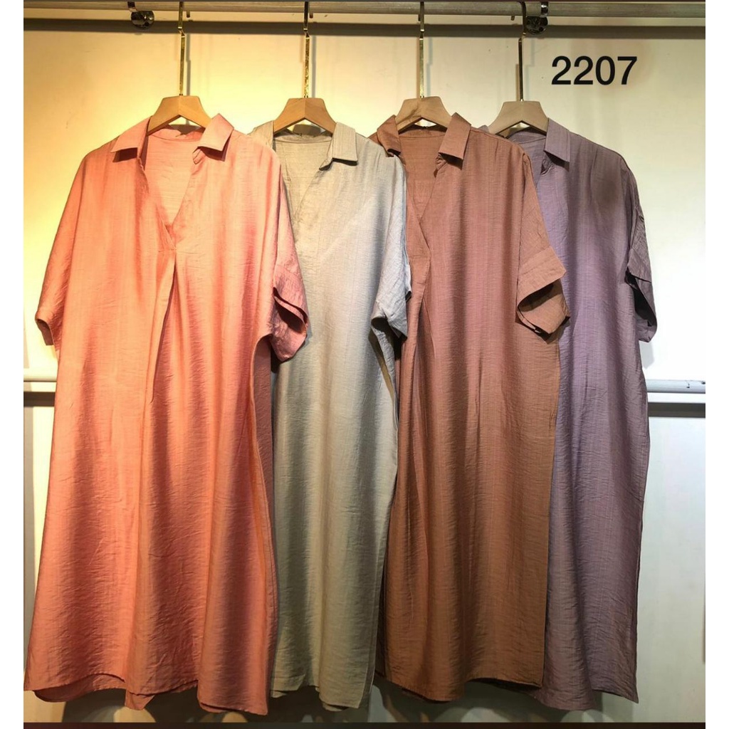 Nagita Slavina Long Square Crincle Airflow Dress / Baju Terusan Lengan Pendek Berkerah Nagita Slavin