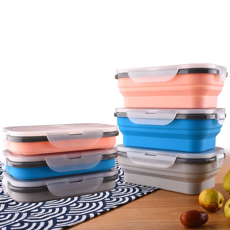 Kotak Bekal Lipat Folding Lunch Box Silicone Tempat Makan Lipat Portable Untuk Traveling