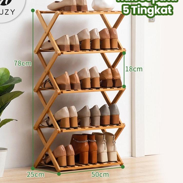 Viral Muzy Rak Sepatu Kayu Zig zag Rak Tanaman Rak Bunga Hiasan Rak Serbaguna Tempat Sepatu Silang H