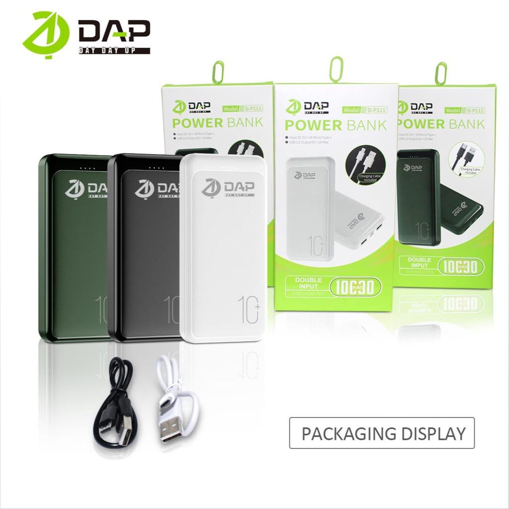 DAP Power Bank  D-P111 PowerBank 10.000 maH Dual Input Output Type C &amp; Micro USB DAP