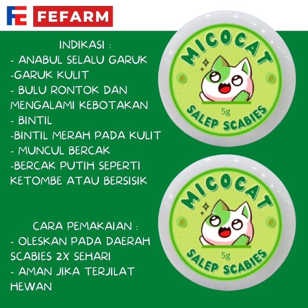 SALEP SCABIES Obat Jamur Scabies Gudik Oles Kucing Anjing Kelinci Hamster AMPUH MURAH MICOCAT FEFARM