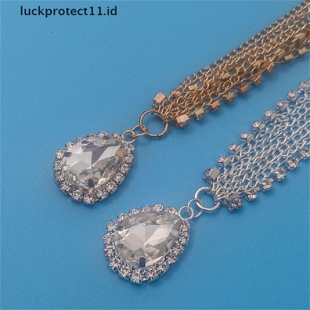 /Fashion Hot// Fashion// Kristal Dahi Kalung Wanita Kristal Rumbai Rambut Rantai Tiara Rambut Tetes Air.