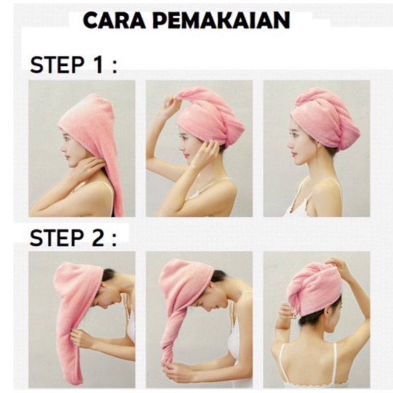 Handuk Keramas Hairtowel Handuk Turban Microbulu Handuk Kancing Kramas Handuk Rambut Onehand