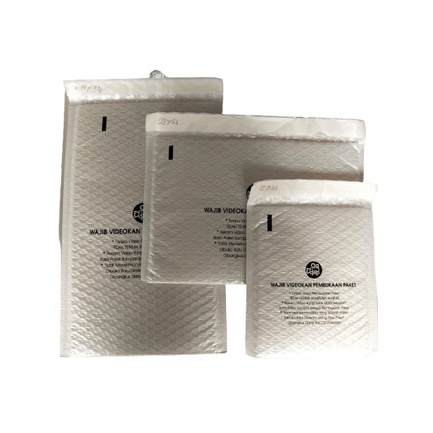 

Amplop Bubble Mailer Wrap + SABLON PRINTING 2 SISI (depan belakang ) PUTIH Premium Quality MURAH