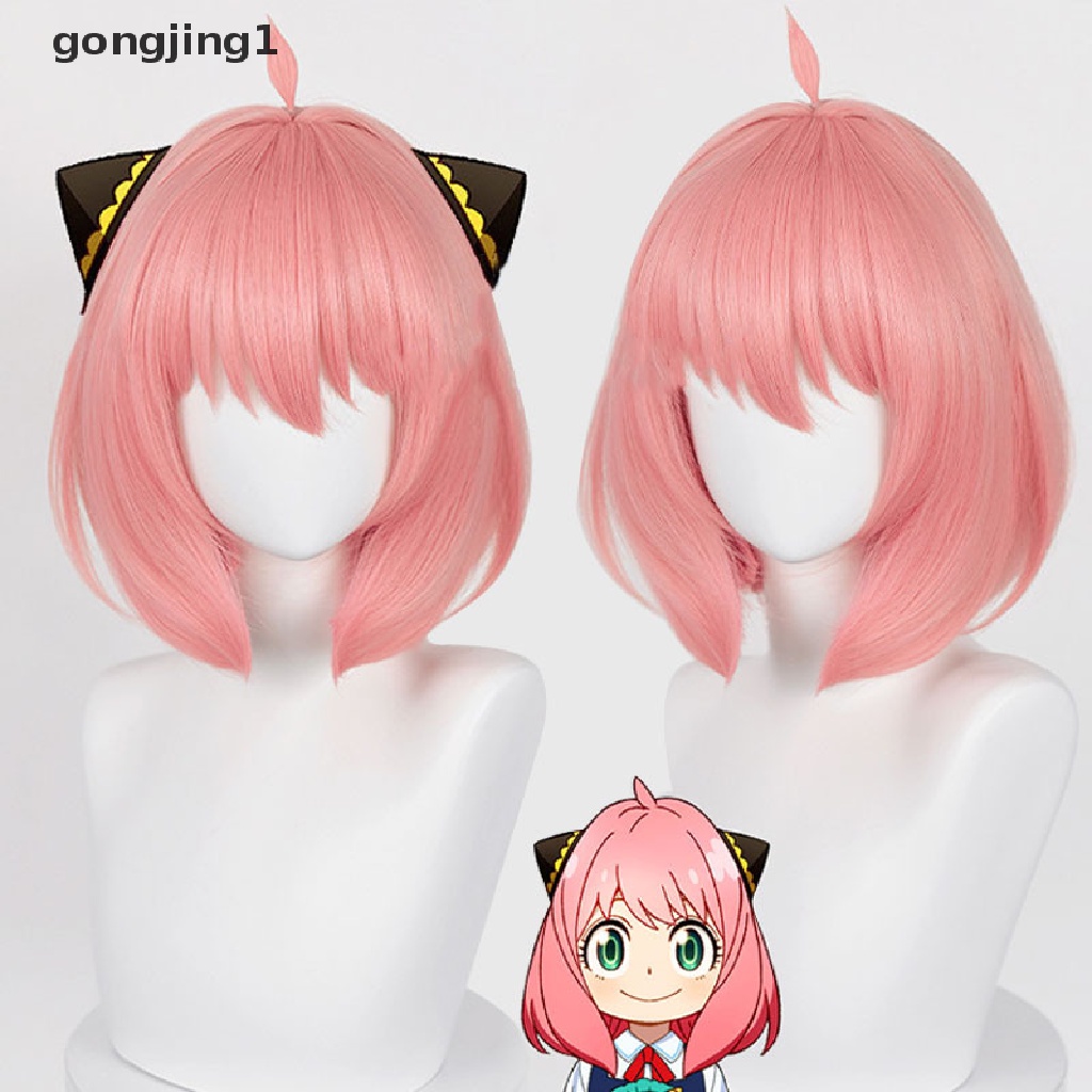 Ggg Anya Forger Cosplay Wig Anime Wig HSIU Pink Rambut Pendek Gratis Wig Cap Cosplay ID