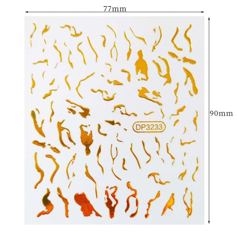 Mxbeauty Bronzing Stiker Kuku Wanita Fashion Manicure Aksesoris Huruf Inggris Garis Geometris Dekorasi Nail Art