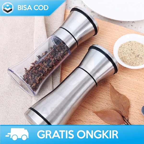 BOTOL PENGGILING BIJI LADA MANUAL PEPPER GRINDER LETEN 120ML STAINLESS