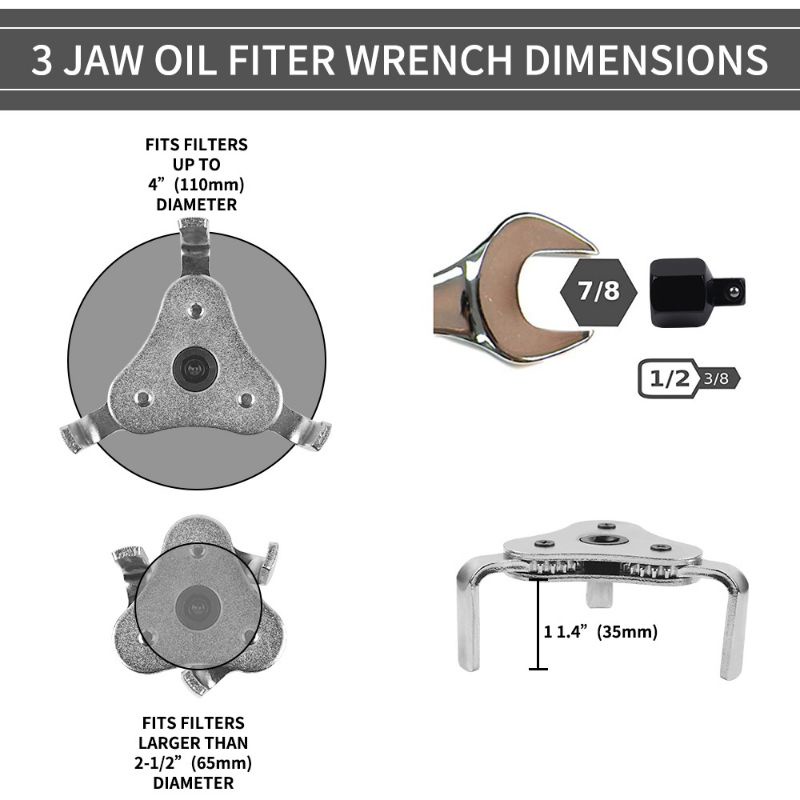 Kunci Filter Oli Vanadium Chrome 3 Kaki