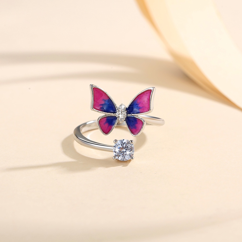 Y892 【COD】Cincin Jari Desain Kupu-Kupu Gaya Korea Untuk Wanita Tersedia Beberapa Warna