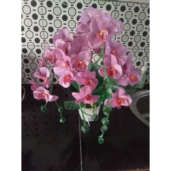 bunga hias anggrek bulan bahan plastik