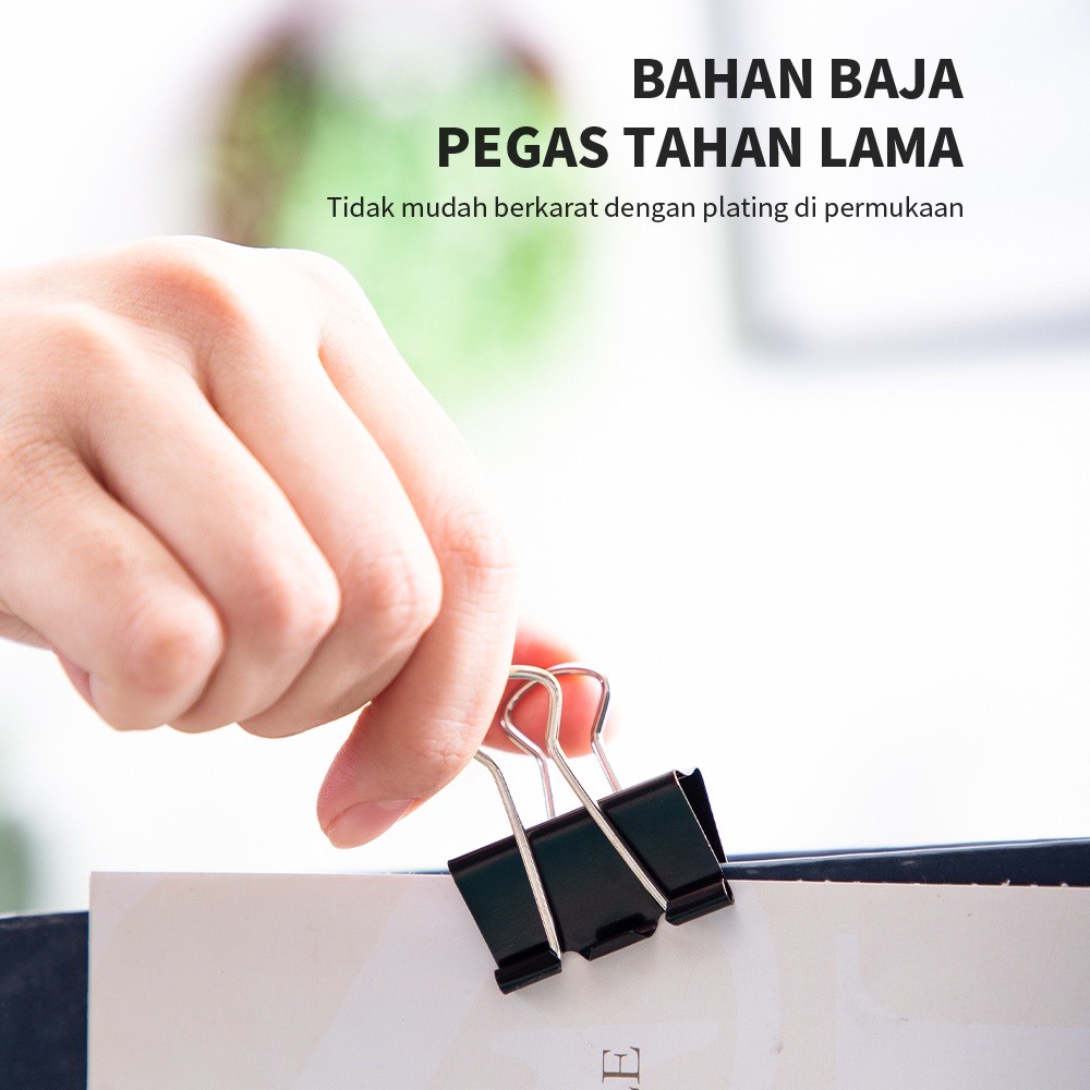 Binder Clips * DELI * Alat Penjepit Kertas * Penjepit Serbaguna * Tahan Karat 12pcs