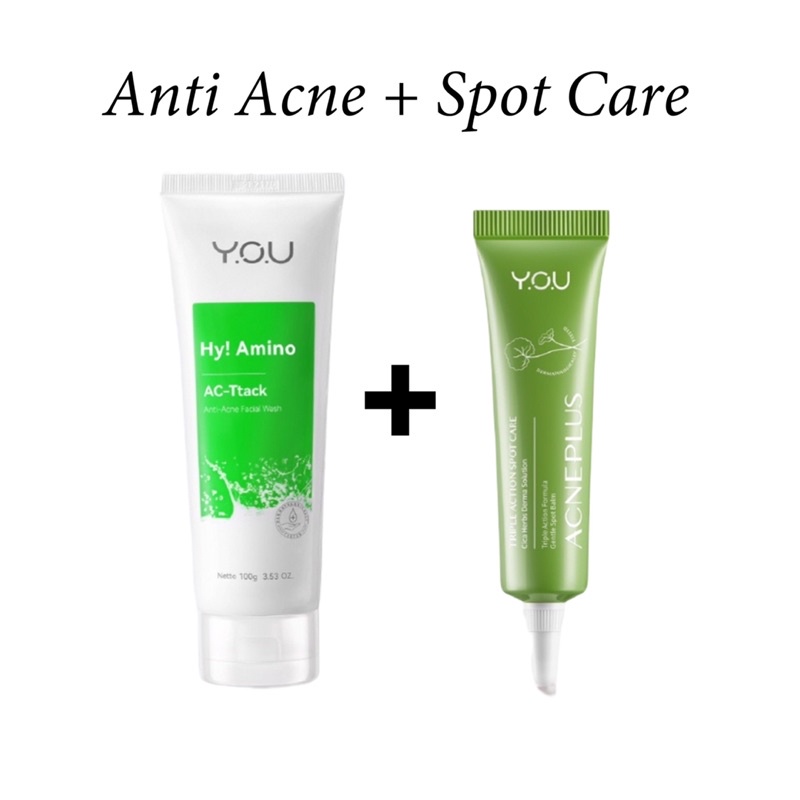 You Bundle Set Acne Plus Spot Care &amp; Hy Amino Facial Wash Anti Acne | Hydrating | Bye Byeterial | Brightening | Oil Control