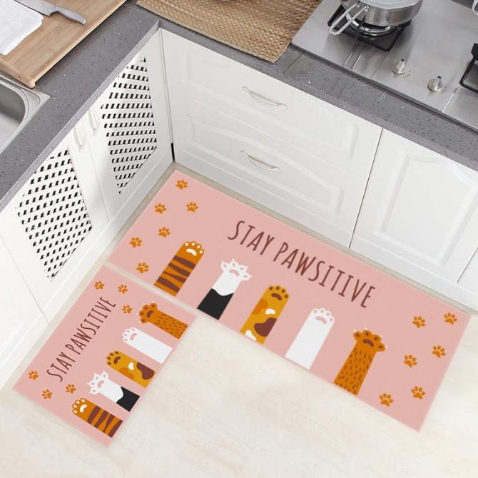 TERBARU ARTHOLIC - Karpet Dapur Cat Paws Anti Slip 2pcs Set (50x120 & 40x60)cm /GORDEN JENDELA/GORDE